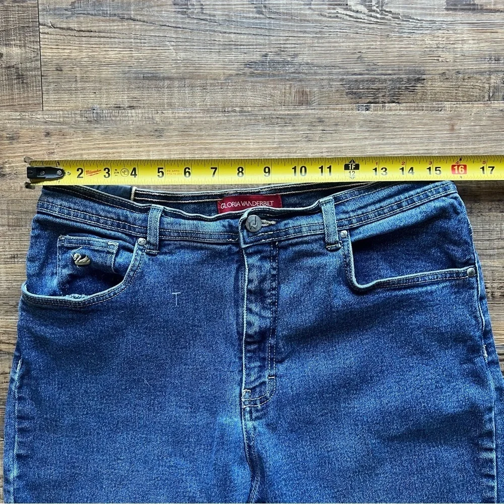 Gloria Vanderbilt Vintage Womens Straight Blue Denim Jeans Red Tag Swan Size 16P